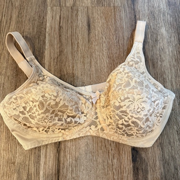 Adonna Other - Vintage Adonna Unlined Lace Underwire Bra Sz 34D Women’s Beige Tan Cream Pointed